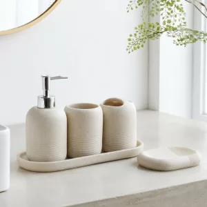 5pcs Soap Dispenser Toothbrush Holder Bathroom Toiletries Set