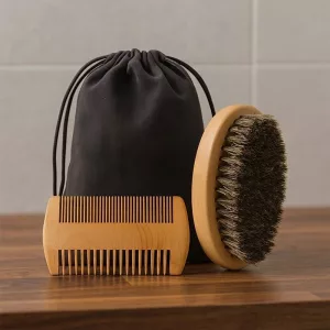 Soft Boar Bristle Beard Brush Mustache Comb Styling Tools Set for Men