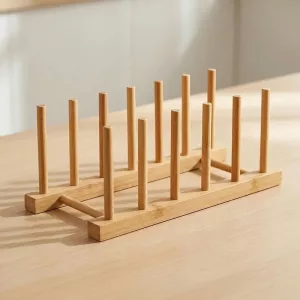 bamboo dish drain, dish drying rack, plate organizer