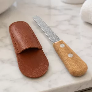 Stainless Steel Toe Nail File with Bamboo Handle