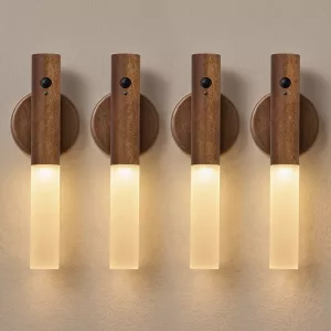 4pcs Rechargeable Motion Sensor LED Night Light Wall-Mounted Hallway Magnetic Lamp