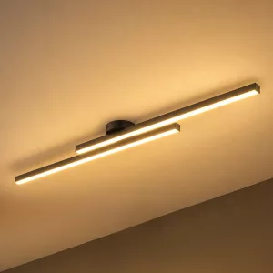 Minimalist Iron Strip Flush Mount Chandelier Dimmable LED Ceiling Lights with Remote Controller