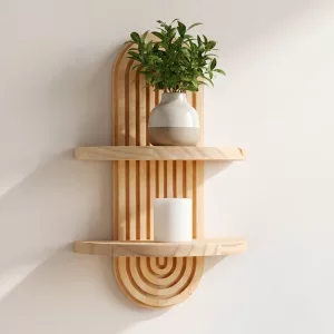 Wooden Wall-Mounted Shelf Plant Holder Home Decor
