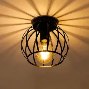 Modern Iron Cage Flush Mount Single Chandelier LED Ceiling Lights