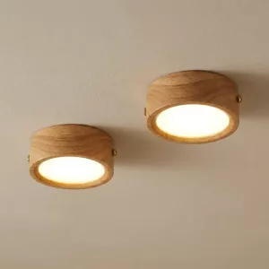 2pcs Wooden Adjustable Flush Mount LED Ceiling Spotlight