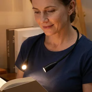 Adjustable LED Book Lamp Wearable Neck Reading Light with Flexible Arms for Seniors
