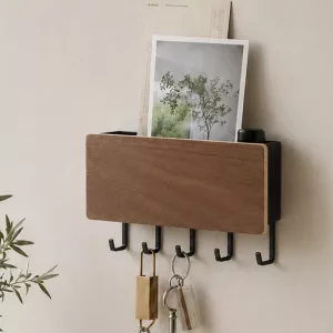 Wooden Wall-Mounted Key Holder Rack