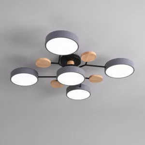 Modern Round Flush Mount Chandelier Adjustable LED Ceiling Lights