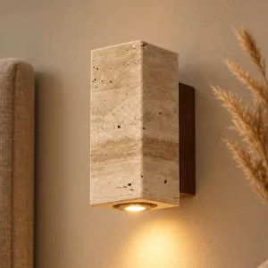 Modern Warm White Travertine Sconce Wall-Mounted Bedside LED Lights