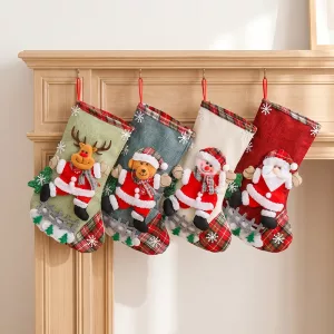 4pcs Cute Hanging Christmas Stocking Set Home Decor