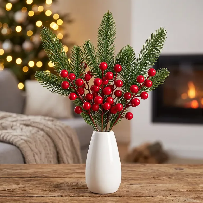 holly berries branch, red berry branch, fake berry branches