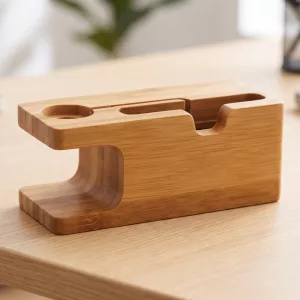 wooden charging station, wood charging station for multiple devices, wooden phone charging station, phone wooden docking station