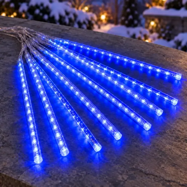 meteor string lights, solar meteor shower christmas lights